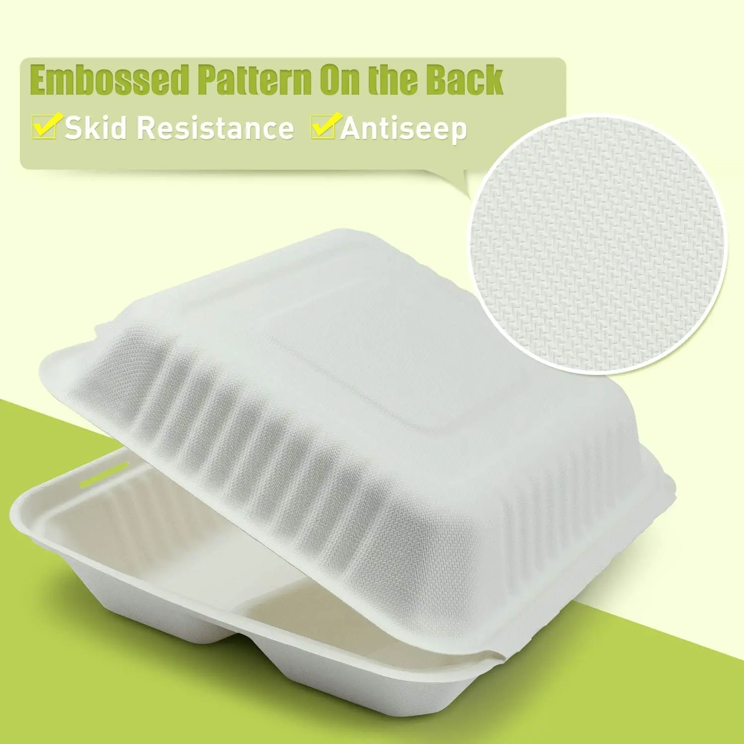 No added pfas bagasse food container Takeaway Clamshell Food Container Biodegradable Bagasse Lunch Box