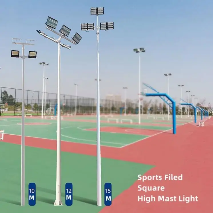 Outdoor high mast stadium sport field led flood light pole 10m 12m 15m 18m 20m 25m 30m high mast flood lighting poles