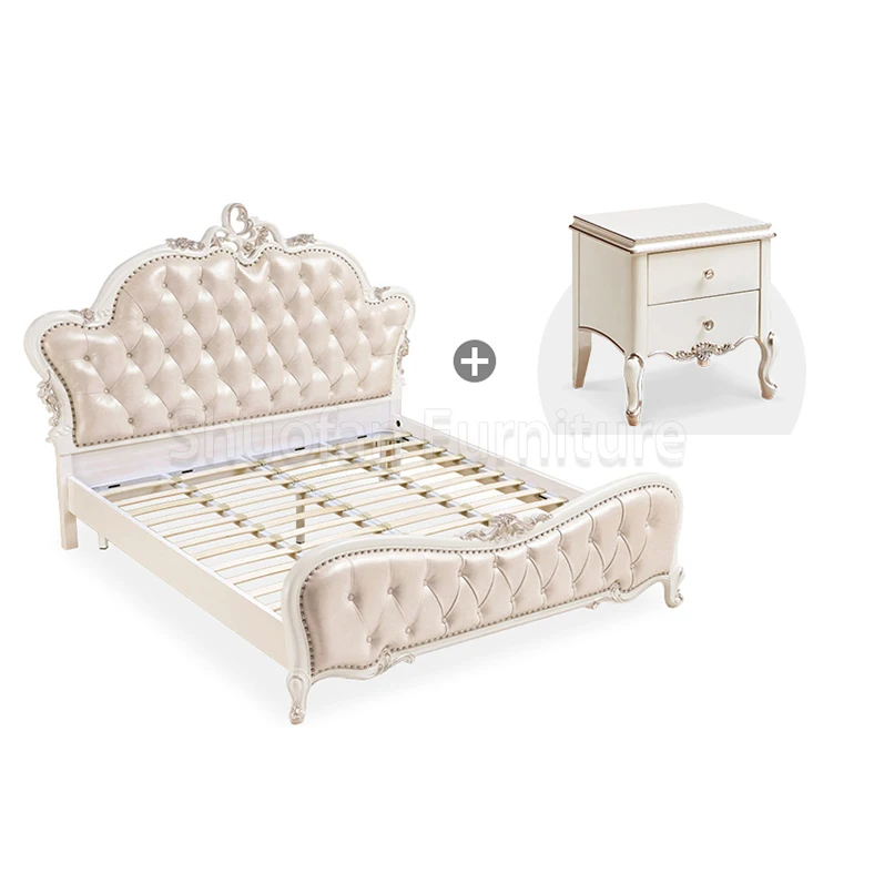 2021 High Quality White Light Luxury Adult Adjustable King Size Leather Bed for Adults Full Bedroom Furniture Set