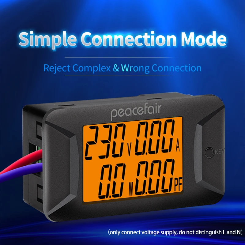 С защитой от клеща PZEM-028 400V 100A Вольт Ампер Измеритель цифровая панель амперметр однофазный Электрический счетчик ЖК мощность