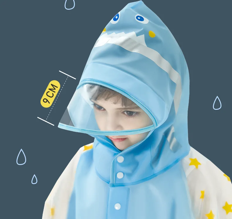 WHY447 Wholesale Children Raincoats Primary Kindergarten Waterproof Poncho EVA Cartoon School Student Working Raincoat