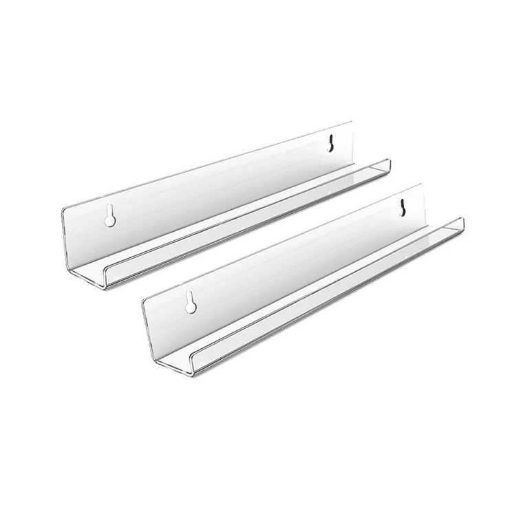 High Quality PET Plastic Wall Mounting Clear Acrylic Floating Storage Rack Single Tier Spice Holder Shelves at Factory Price