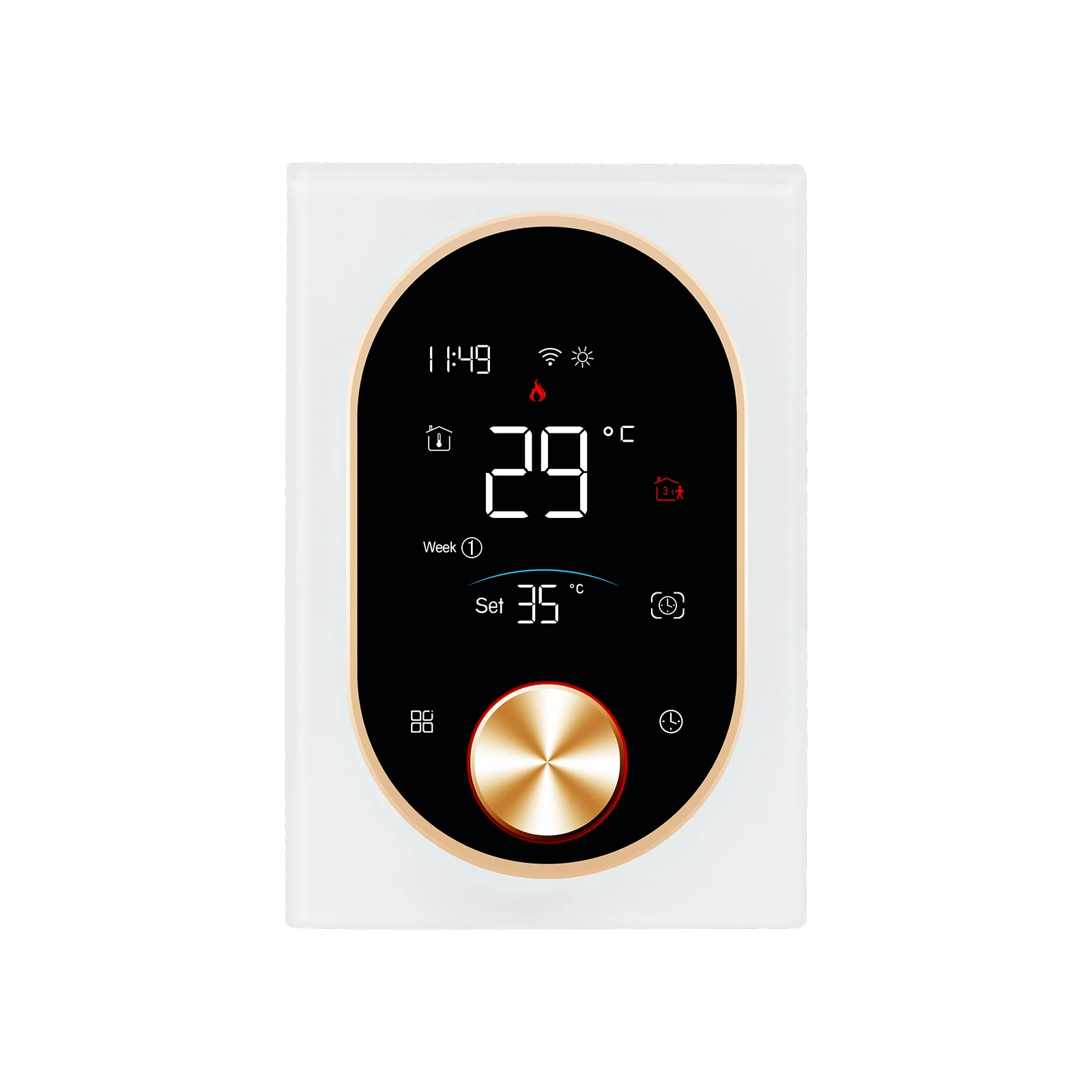 95~240V Tuya Knob Design Temperature Controller for Electric Gas Boiler Floor Heating Support window opening detection reminder