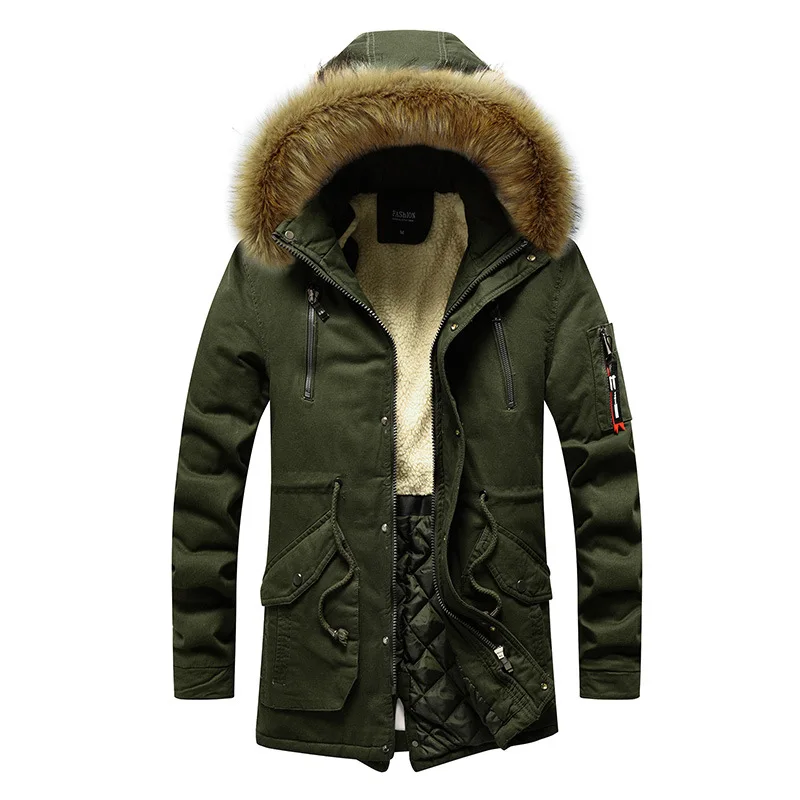 Liu Ming High Quality 2024 New Products Men Casual Outdoor Fur Collar Hooded Jackets Winter Overcoats Warm Parkas Long Coats