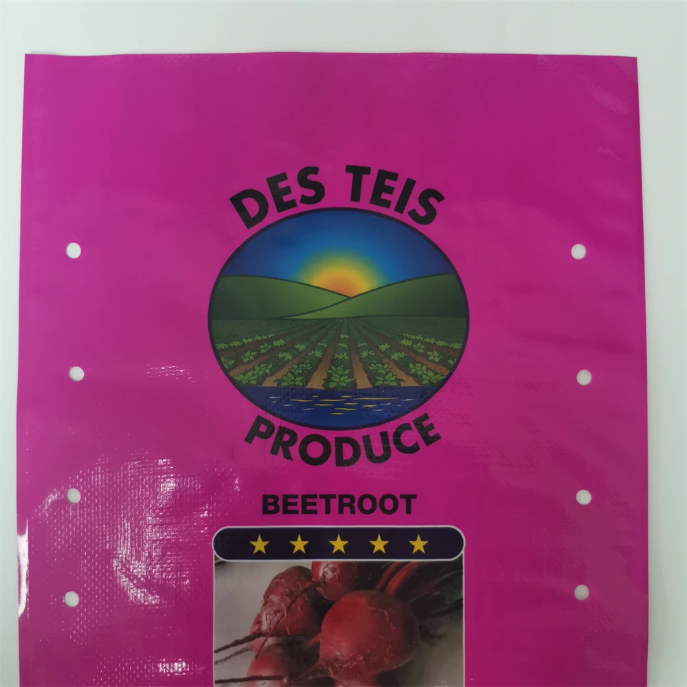 Ventilated Holes Pp Woven 40kg 50kg High Strength Onion Sack Potatoes Bopp Laminated Bag