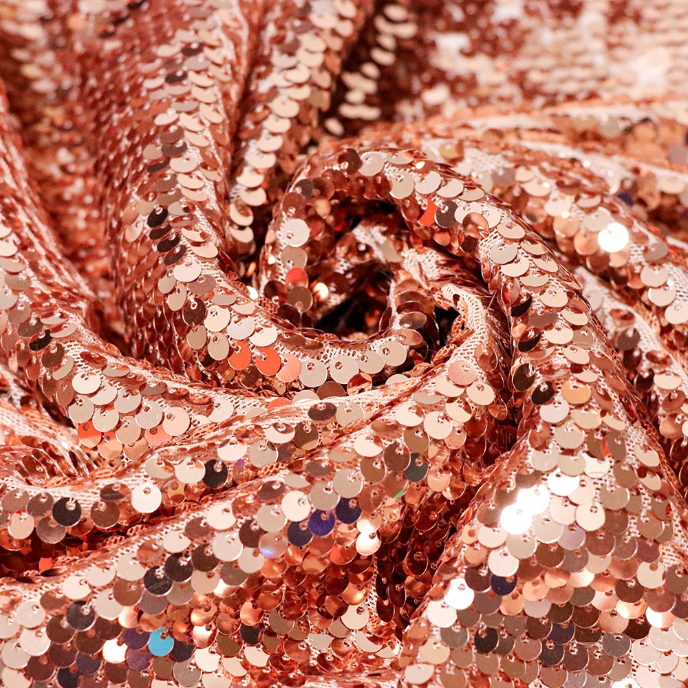 Sparkle French Lace Wedding Prom Evening Lace Embroidery Fabric Light Brown Mermaid Transparent Crystal Dyed Sequin Fabric