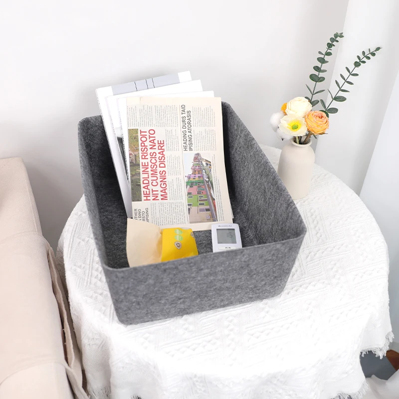 High Quality Custom Logo Color Portable Collapsible Laundry Firewood Basket Felt Storage for Sundries Home Bed Storage Baskets