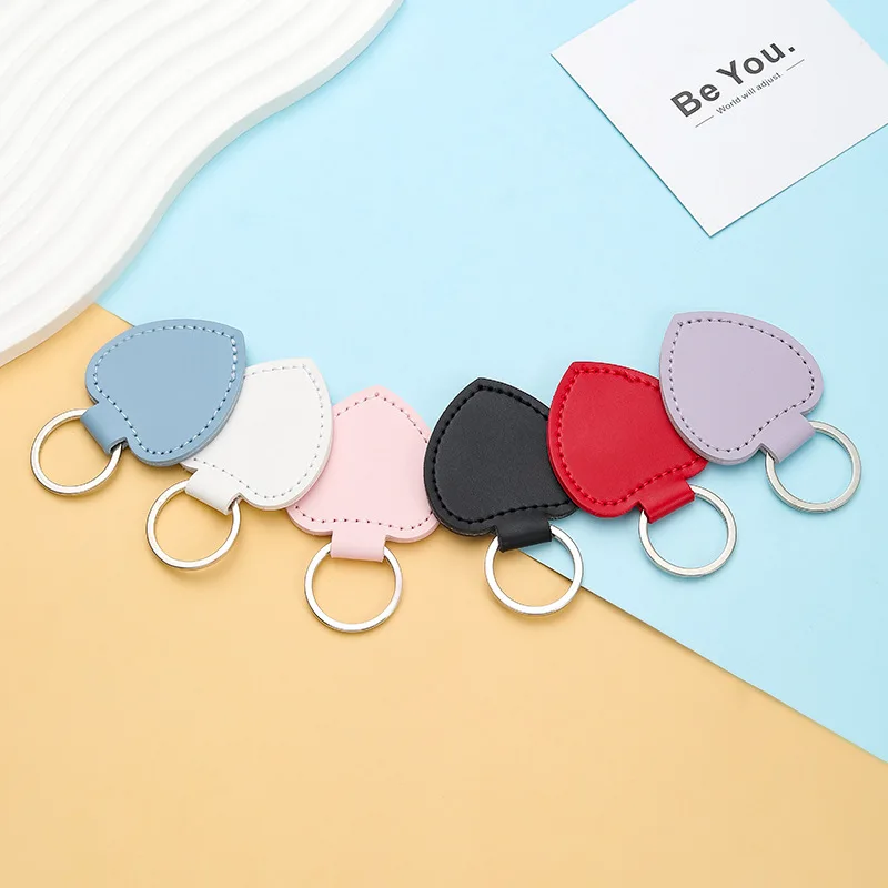 Handmade Heart Shape Leather Keychain Colorful Bag Pendant Keychain for Woman