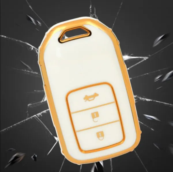 Factory Sales Gold Edge Car key cover shell TPU Auto key case for HONDA CIVIC ODYSSEY ACCORD