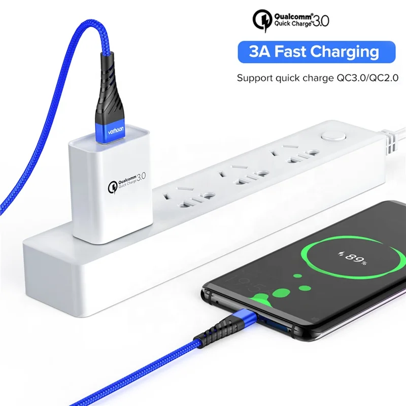  3A быстрой зарядки Usb кабель с нейлоновой оплеткой Высокое качество Micro кабель/Type C 8 Pin для мобильного телефона зарядный передачи