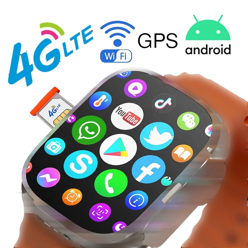 Relogio hombre s8 ultra smartwatch camera gps android 5g 4g lte smart watch with wifi and sim card 4g support youtube play store