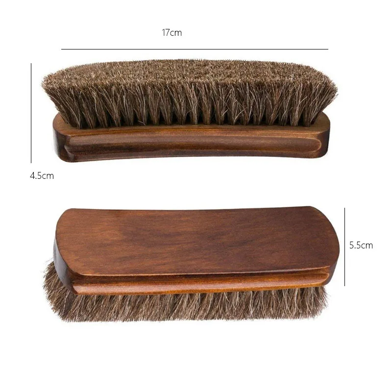 Amazon hot sale fashion horsehair shoe brush 17cm wood brush for shoe cleaning