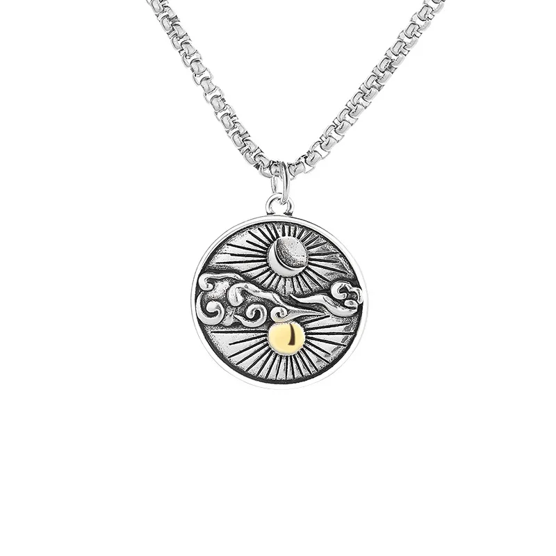 Винтажное утреннее и вечернее ожерелье аксессуары Солнце Луна звезды Круглые Подвески модный винтажный классный стиль набор цепочек