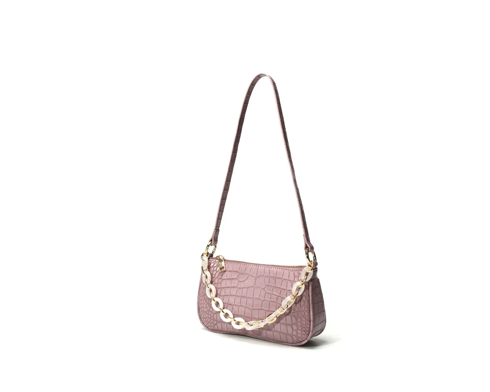 
2020 Original Solid Color Crocodile Pattern Leather Shoulder Bag 