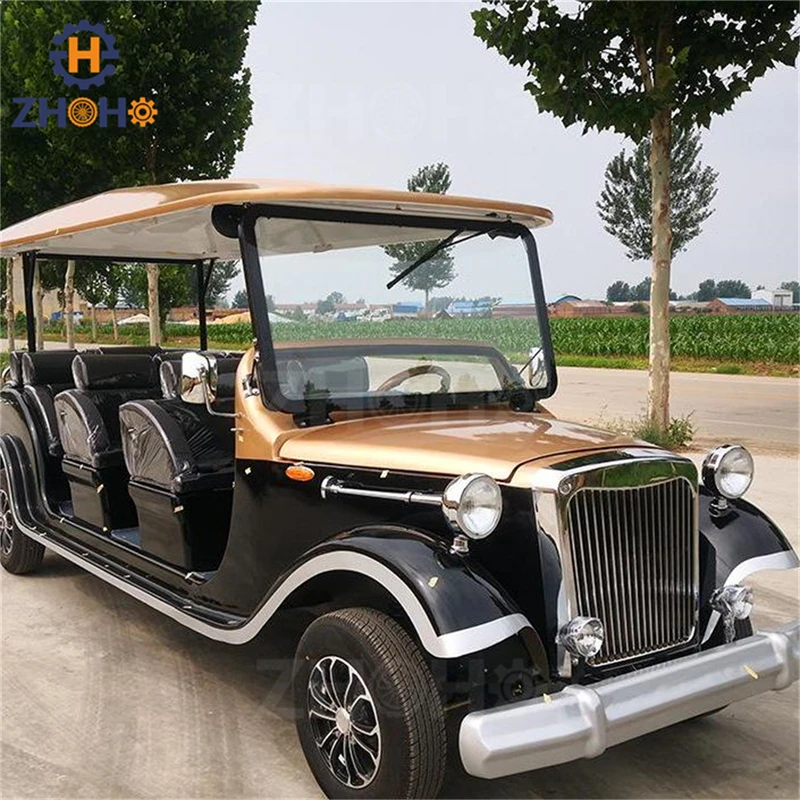 Classic Sightseeing Car High End Antique Buggy Customized Black 11 Seats Electric Vintage Cart for Tourism