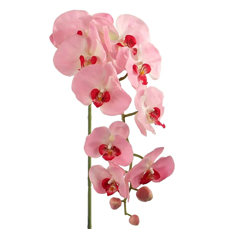 9 Heads Artificial Orchid Luxury Fake Flowers Real Touch PU Orchid Fuchsia Pink Artificial Flowers