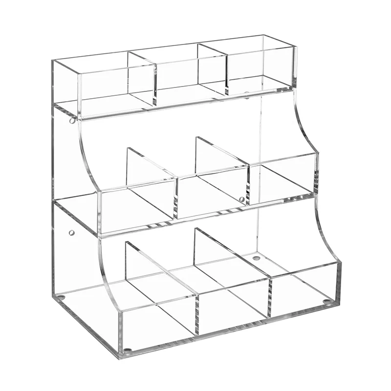 Custom Modern 3 Tier Tea Bag Organizer Rack Clear Acrylic Teabag Storage Holder Stand