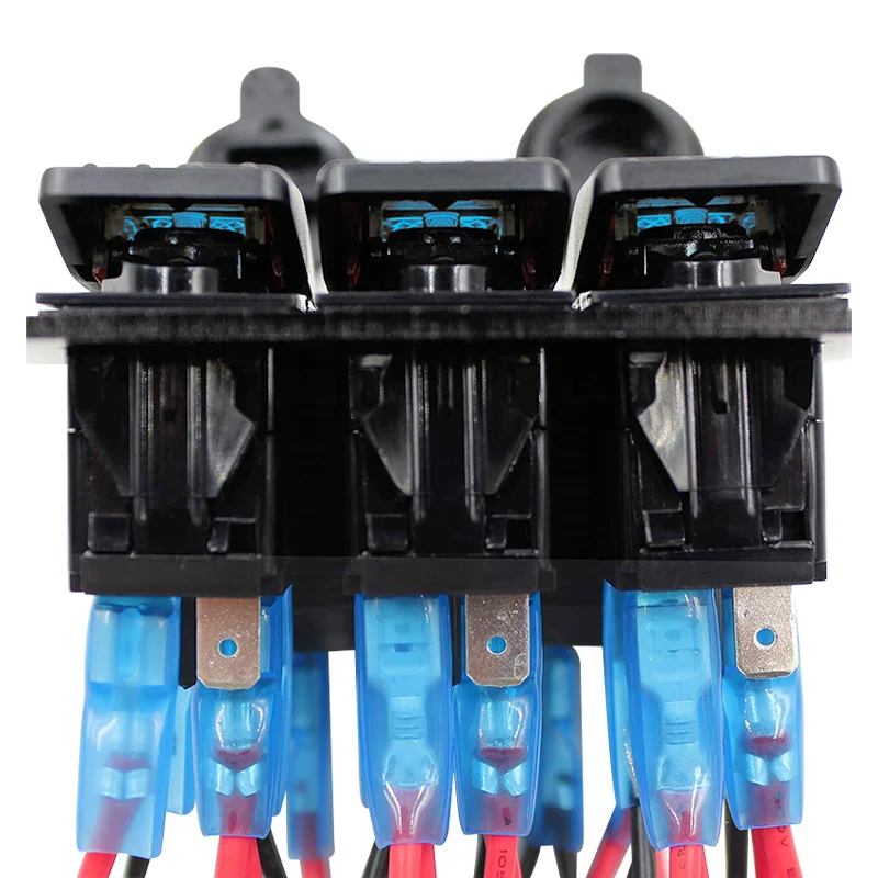 6-way Led Rocker Switch Panel  Rocker Switch Panel 12v USB Charging Socket + 3 Gang Marine Backlight Rocker Switch Panel