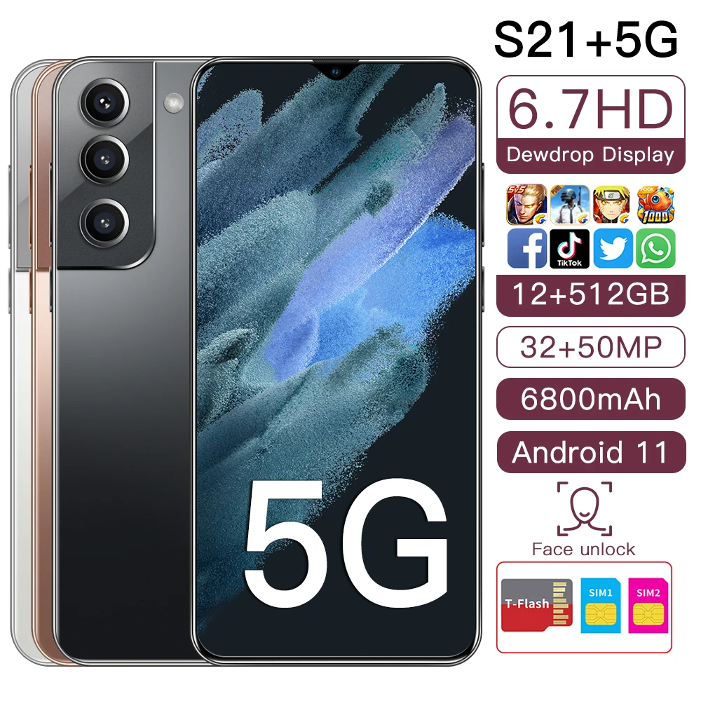  S21 + 5G ip sam мобильный телефон 2 sim 512 Гб 6 7-дюймовый экран смартфон 4G 6G 8G 12G быстрая зарядка