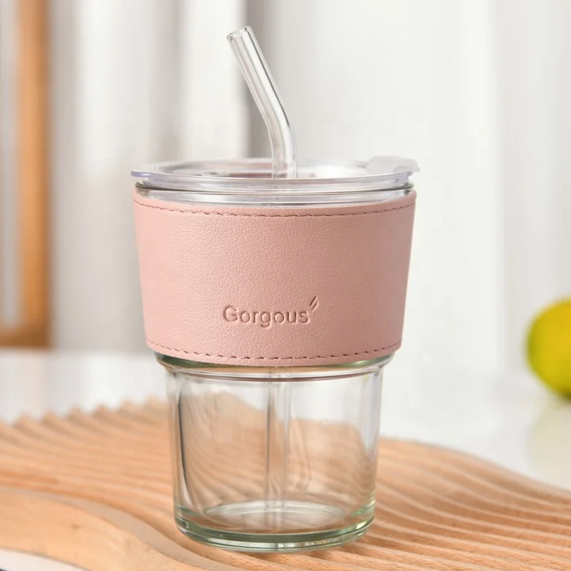 Sippy Cup with Leather jacket Drink juice Portable Cup Coffee Glass Mug