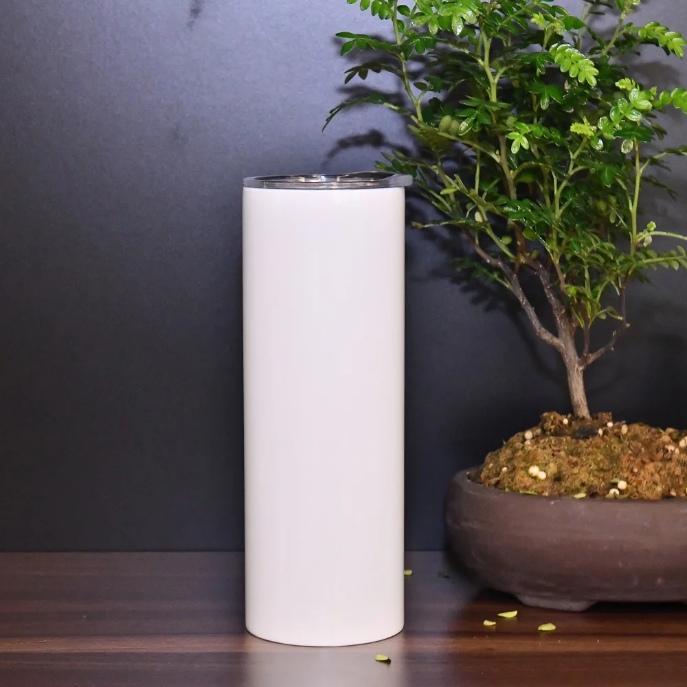 Us Warehouse 20Oz Straight White Blanks Tall Skinny Sublimation Right Angle Flat Edge Arc Double Walled Tumblers For Sublimation