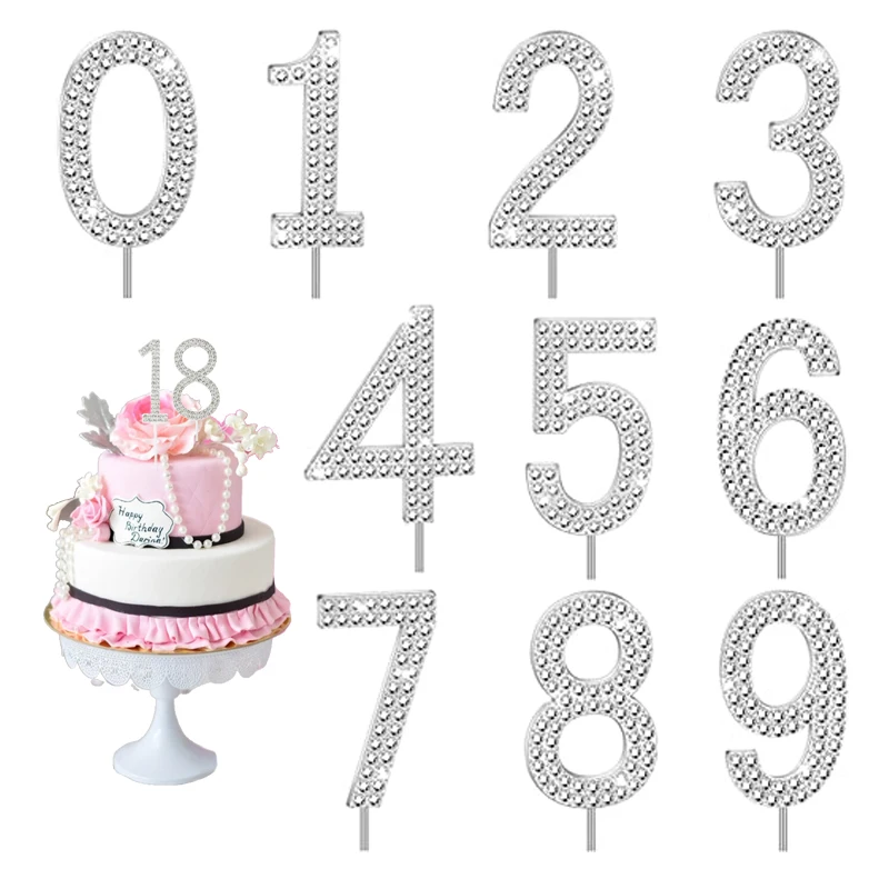 Numbers 0-9 Crown Cake Topper and Gold Acrylic Happy Birthday Cake Toppers for Wedding Anniversary or Birthday Party Decoration