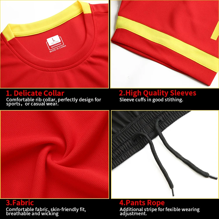 Wholesale Men Football Shirts Soccer Wear Uniform Football Jersey Custom Soccer Jersey Set Kids Soccer Wear