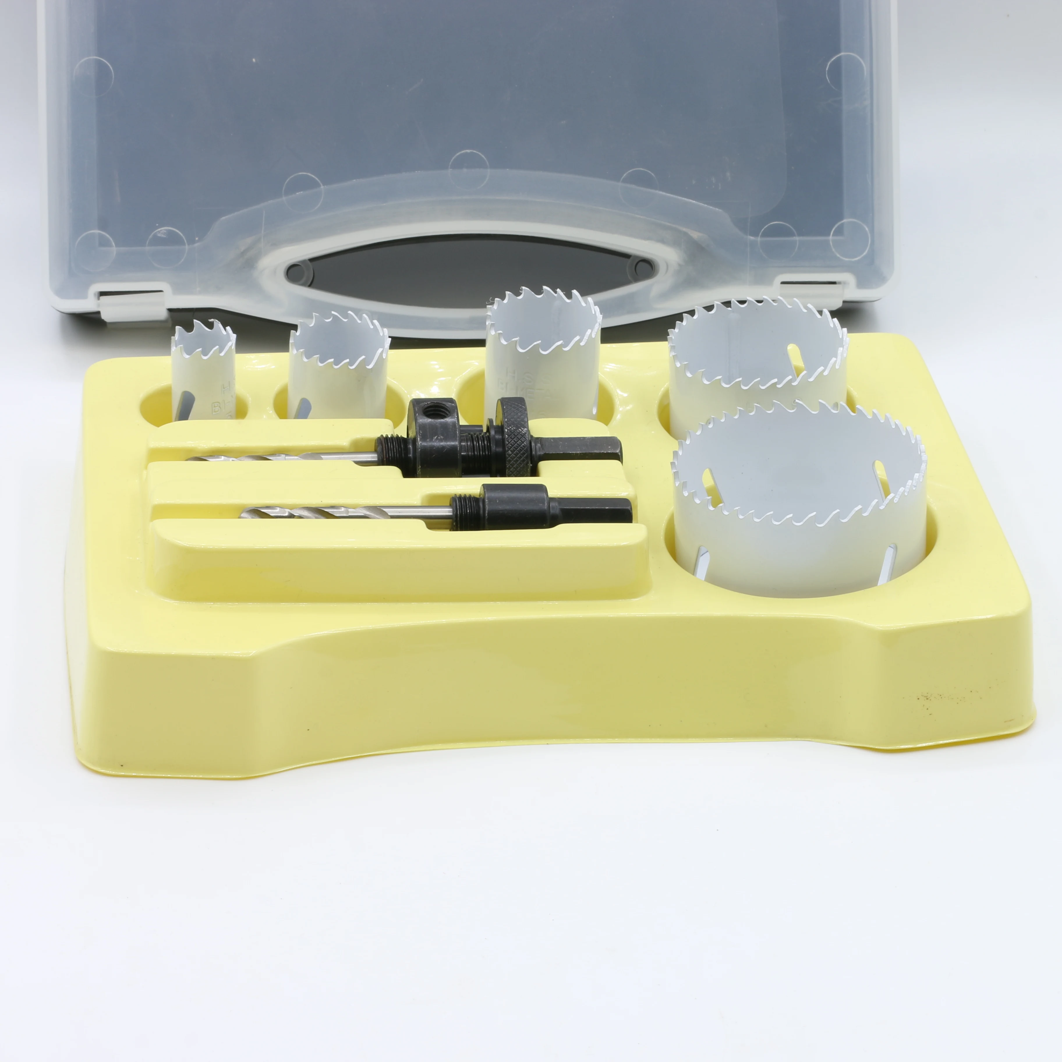 Naili 7 PC bi-metal M42 hole saw Set with Saw Blades Mandrels Drill Bits Installation Plate  in Transparent plastic box