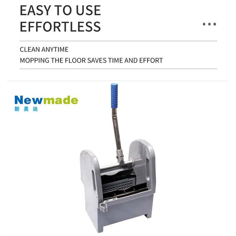Hotel shop cleaning supplies 20 litre 5 gallon small commercial janitorial single mop bucket down press wringer trolley