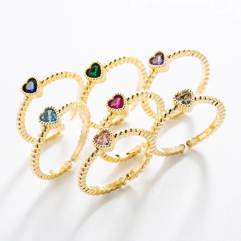 Sapphire emerald amethyst ruby ring jewelry women 18 k 18k gold plated ring red green diamond ring with pink stone for women men