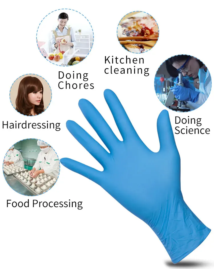 Nitrile Vinyl Disposable Safety Gloves Blue Latex Cleanroom Wiper Industrial Waterproof Dustproof Medical Food Cleanse Cleanroom
