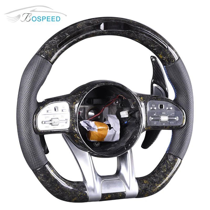  LED Forged carbon fiber steering wheel For Mercedes S