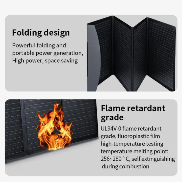 80W Foldable Portable Solar Panel Kit Small Picnic Table with Cell Phone Charging for Camping