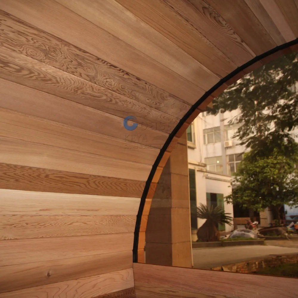 Factory Customizable Canadian Red Cedar Or Hemlock Outdoor 2 Person Room Outdoor Sauna Cedar Barrel Sauna