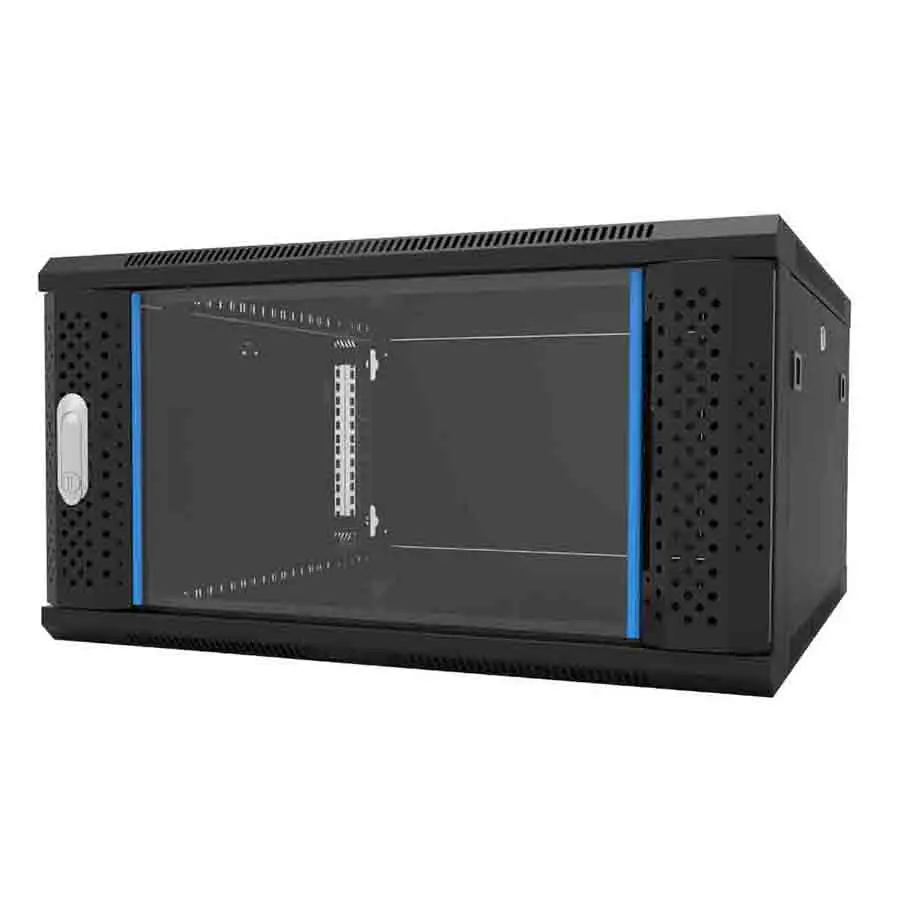 19inch with arc perforated door frame glass 6U network wall