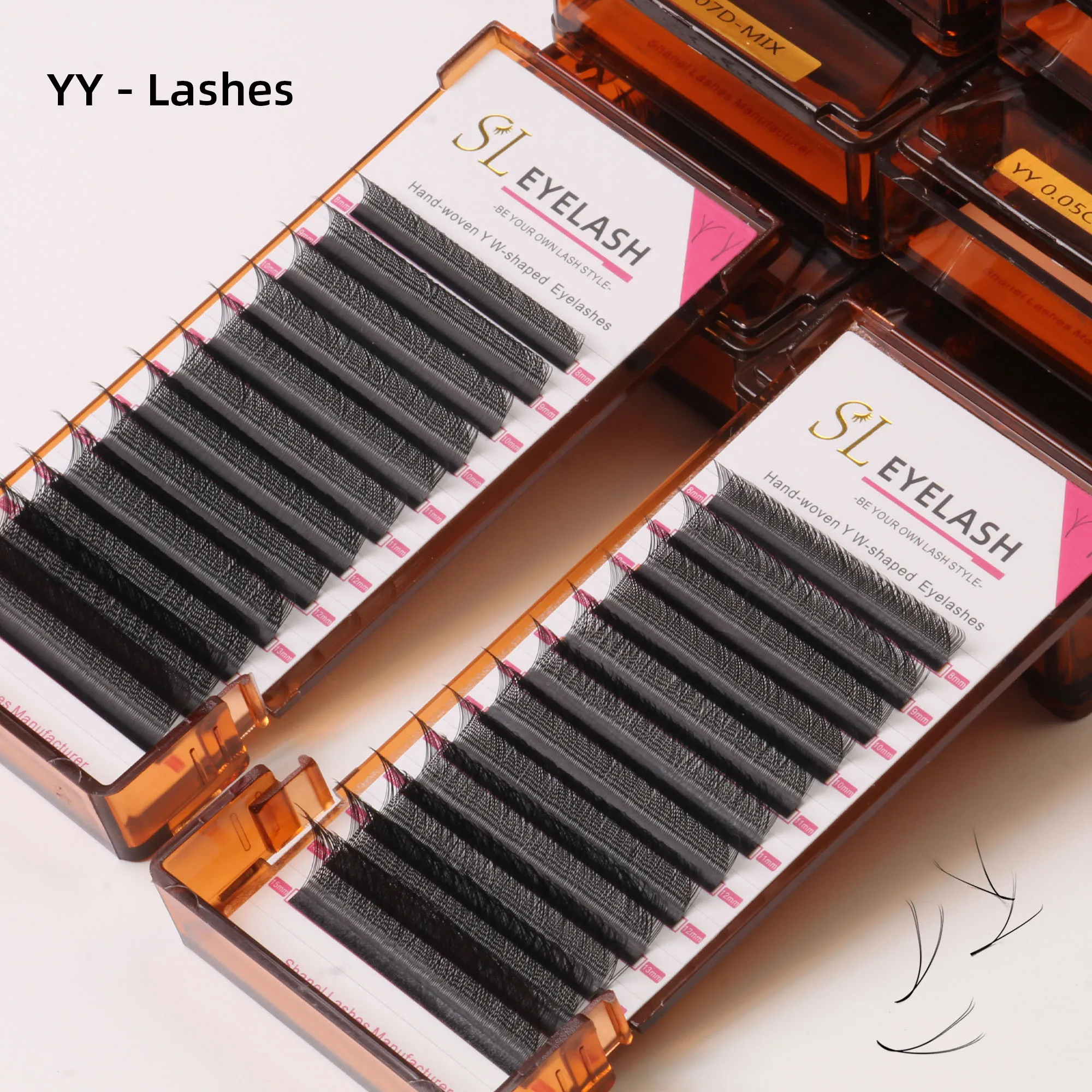 Best Seller Yy Lash Extension Supplies 0.05 0.07 J B C CC D DD L M Curl Lash Tray W Shaped 3D 4D 5D Clover YY Lash Extensions