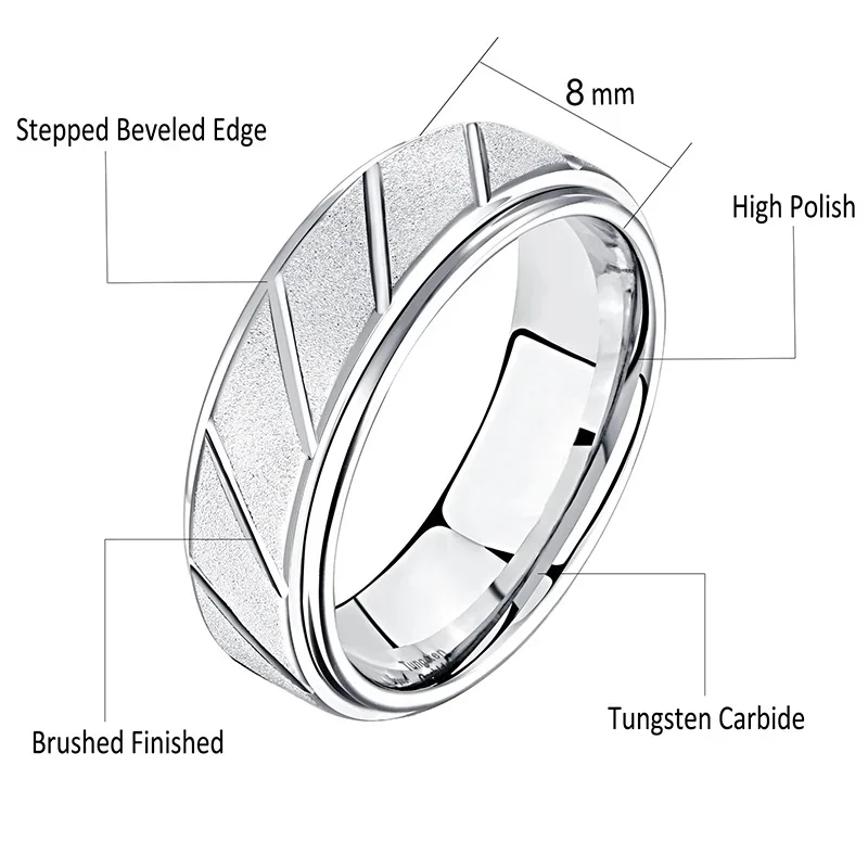 European Hot Sale Simple Double Bevel Embossed Twill Rings Fashion Popular Stainless Steel Rings for  Men