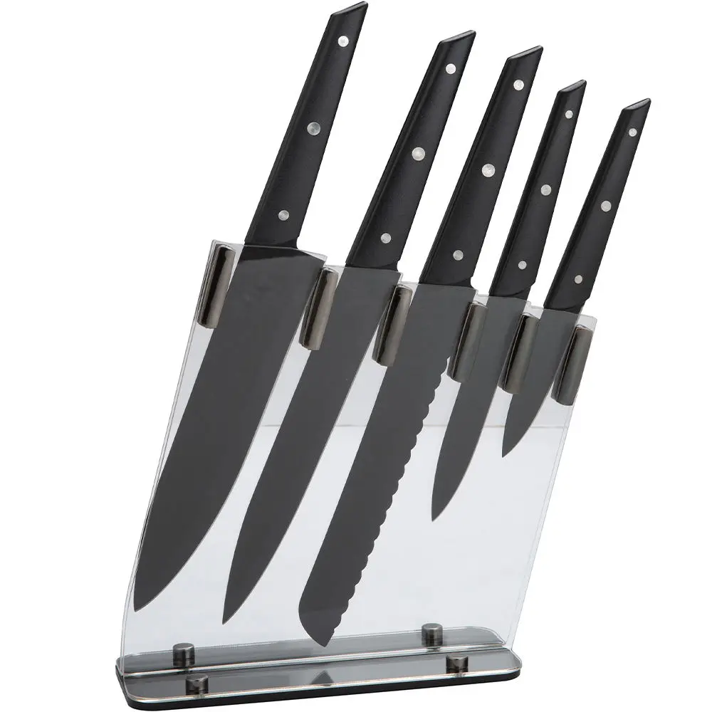 Stainless steel Kitchen Knives set Chef Utility Fruit parer knife with Acrylic knife holder