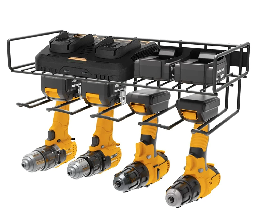 Metal Heavy Duty Electric Drill Storage Rack Garage Power Tool Organizer Rack Power Tools Wall Mount Holder Rack
