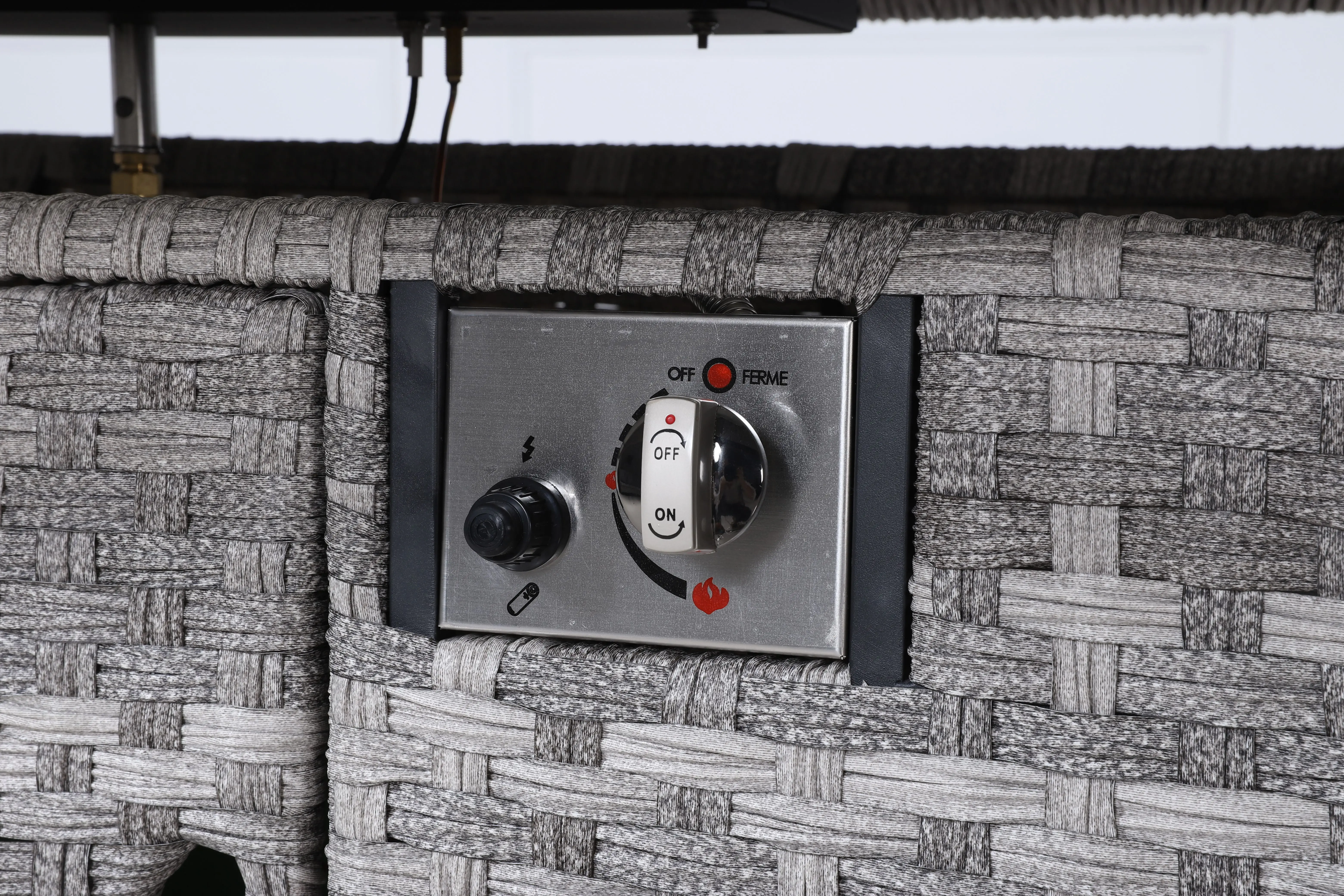 Rattan Furniture Multifunctional Wicker Fire Pit Table Set Outdoor Patio Furniture