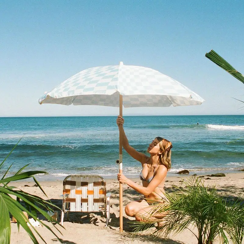 wholesale 100% cotton bind canopy beach essentials sun umbrella boho recycled material fringe parasol with carrying bag