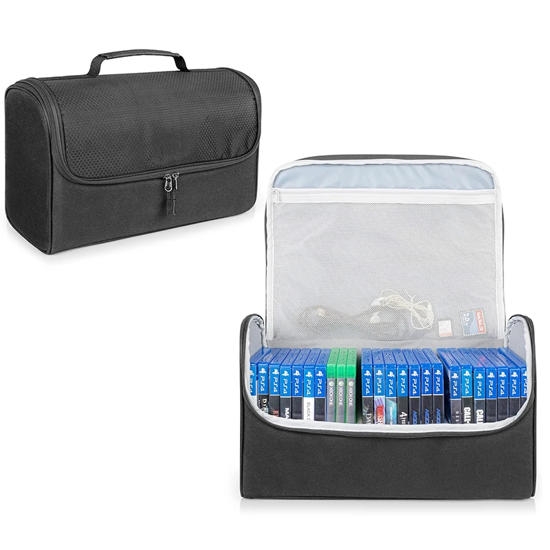 Game Disc Case Hold Up to 24 Discs Portable Storage Bag Gaming Disk Organizers Game Disk Travel Case