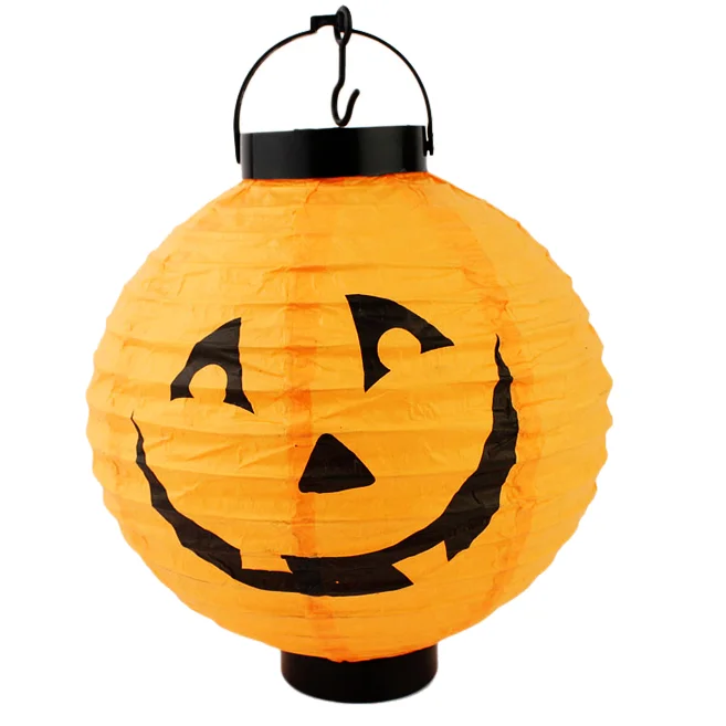 
Halloween portable pumpkin lantern with battery, ghost festival paper lantern, multi-color wholesale with led light 