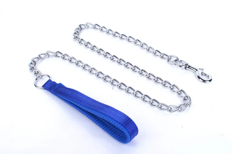 Dropshipping High quality Pet Steel Chain Heavy duty Tactical Dog Leash and Nylon Collars set for Medium Large Dog