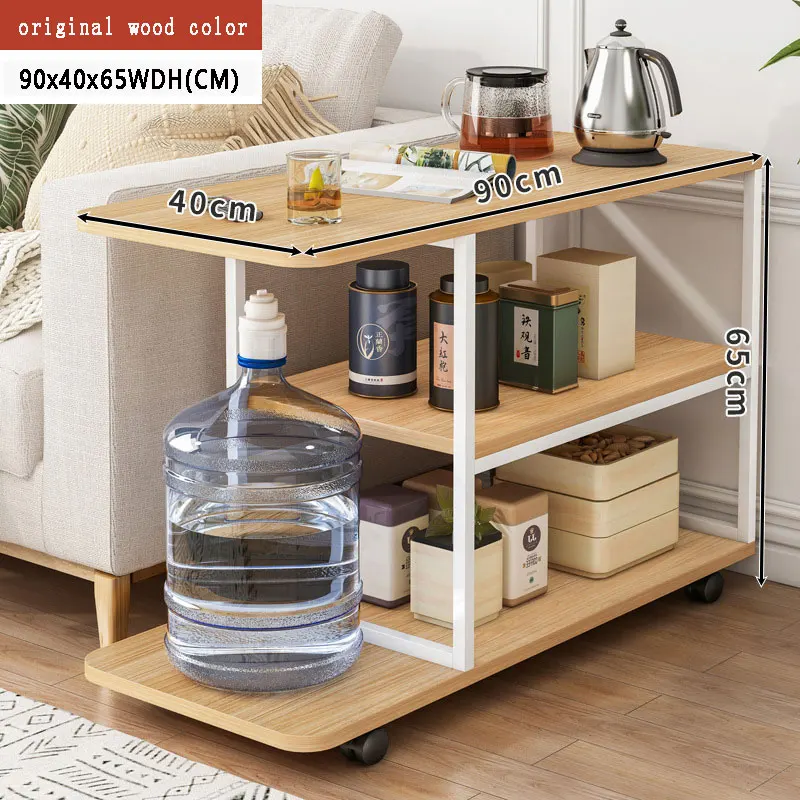 Table with Charging Station, Flip Top Side Table with USB Ports & Power Outlets, C Shaped Snack Table for Small Spaces