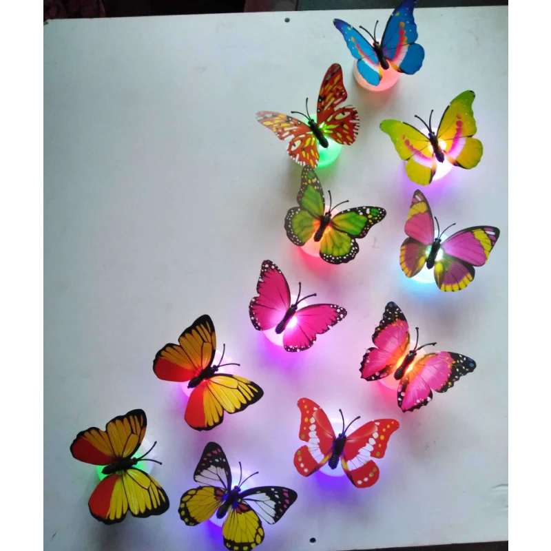 2024 Led Butterfly Decoration Night Light 3d Butterfly Sticker Wall Light For Room Garden Party Festival