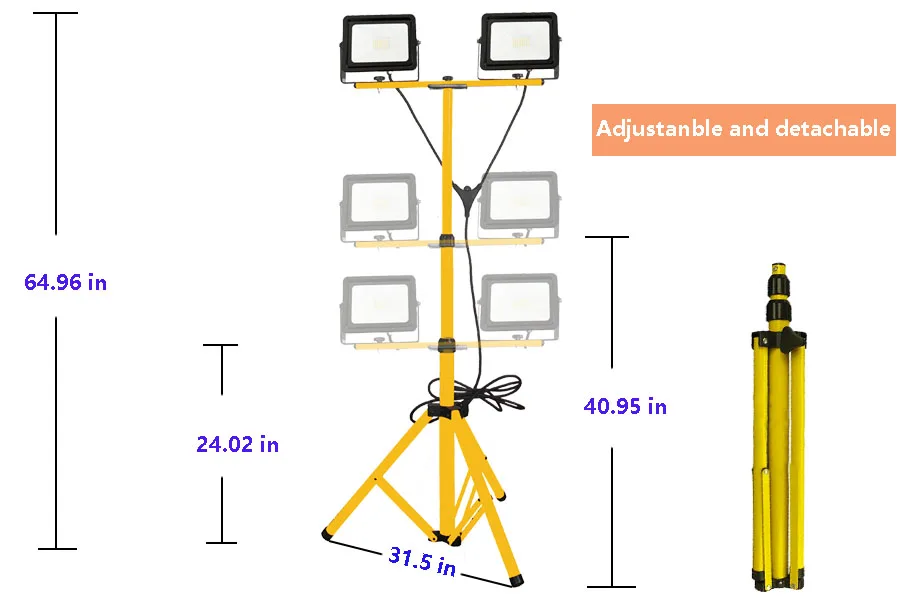 60W 6000LM Led Flood Outdoor Stadium Lawn Sport High Power Mast Daylight IP65 Waterproof Lights With Triangular Bracket