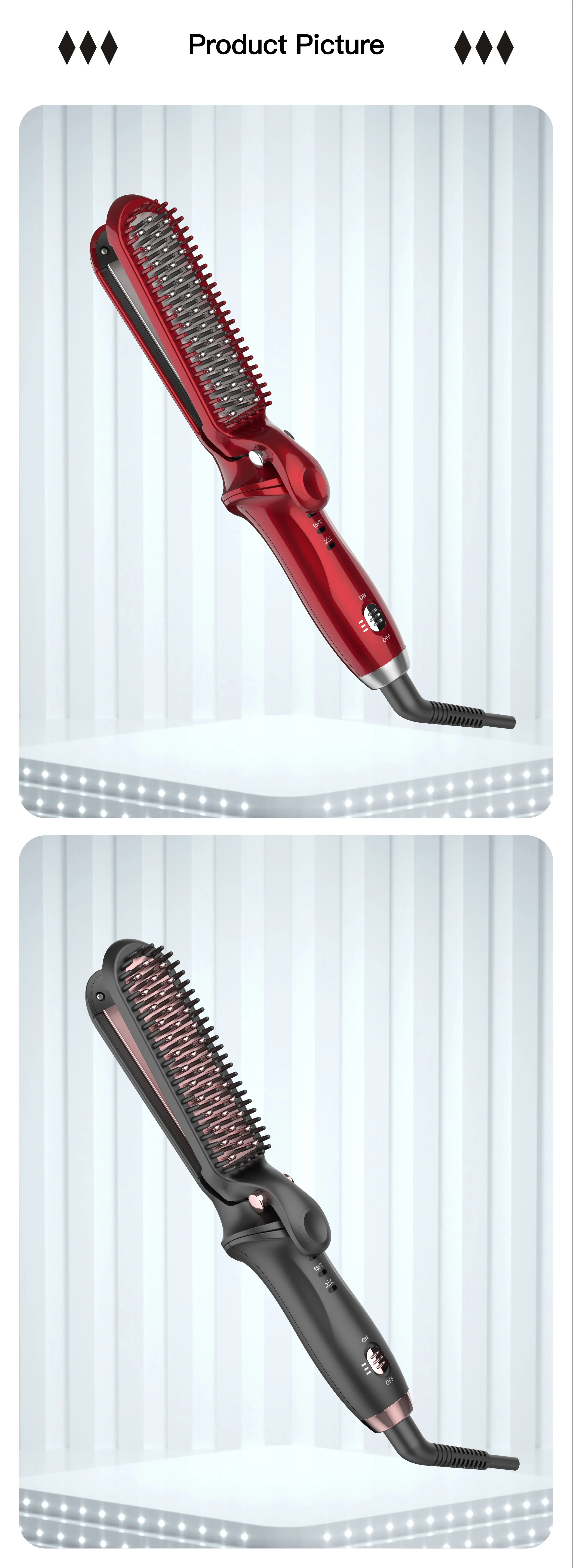 Custom Electric Hair Straightener Comb Brush Professional Ceramic Fast Hair Straightener Brush