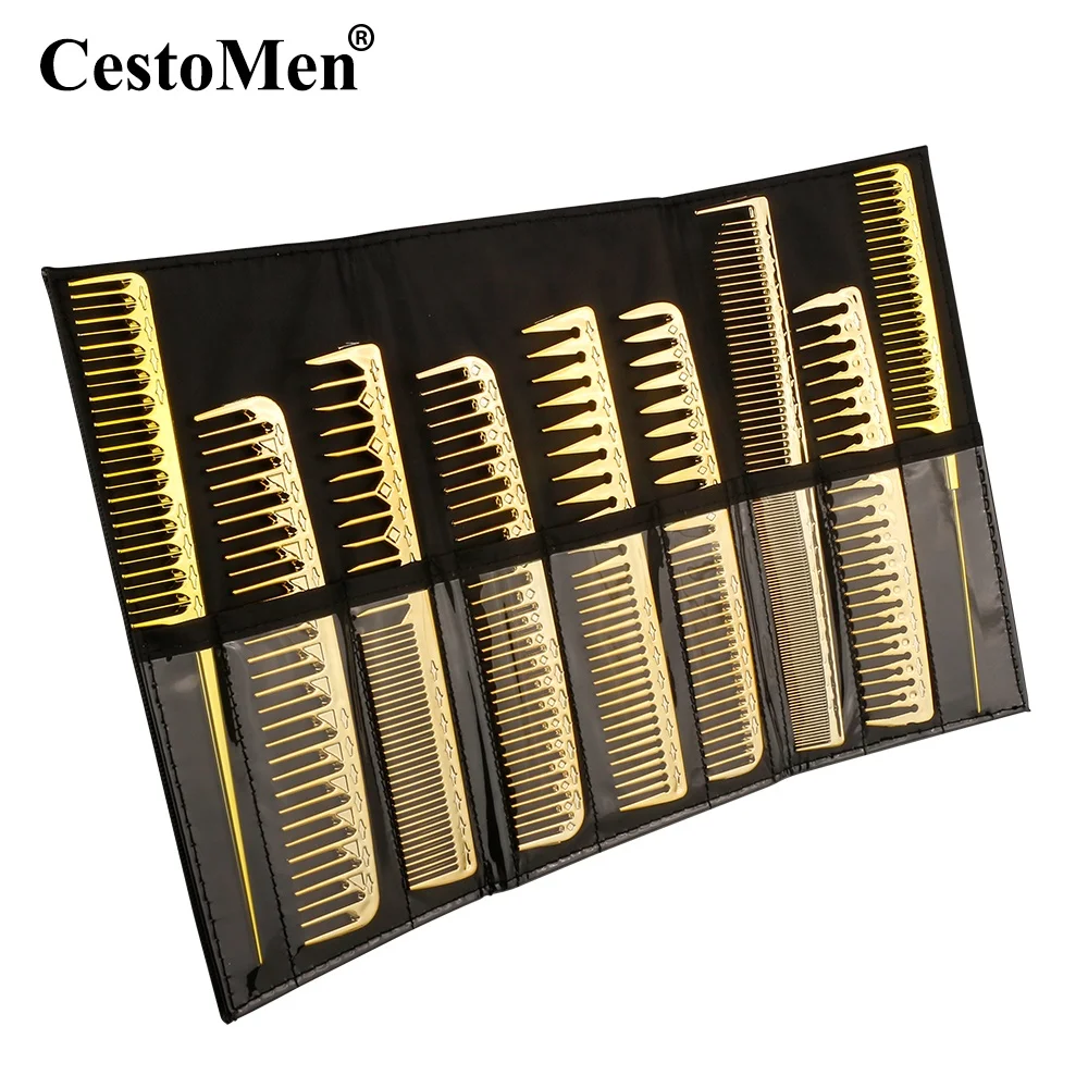 Custom Logo Luxury Gold ABS Plastic Combs Salon Barber Hair Cutting Comb Heat Resistant Hair Styling Barber For Hair Cutting