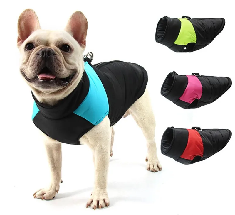 large pet dog winter waterproof anti-wind jacket vest coats clothes with more PP cotton filling
